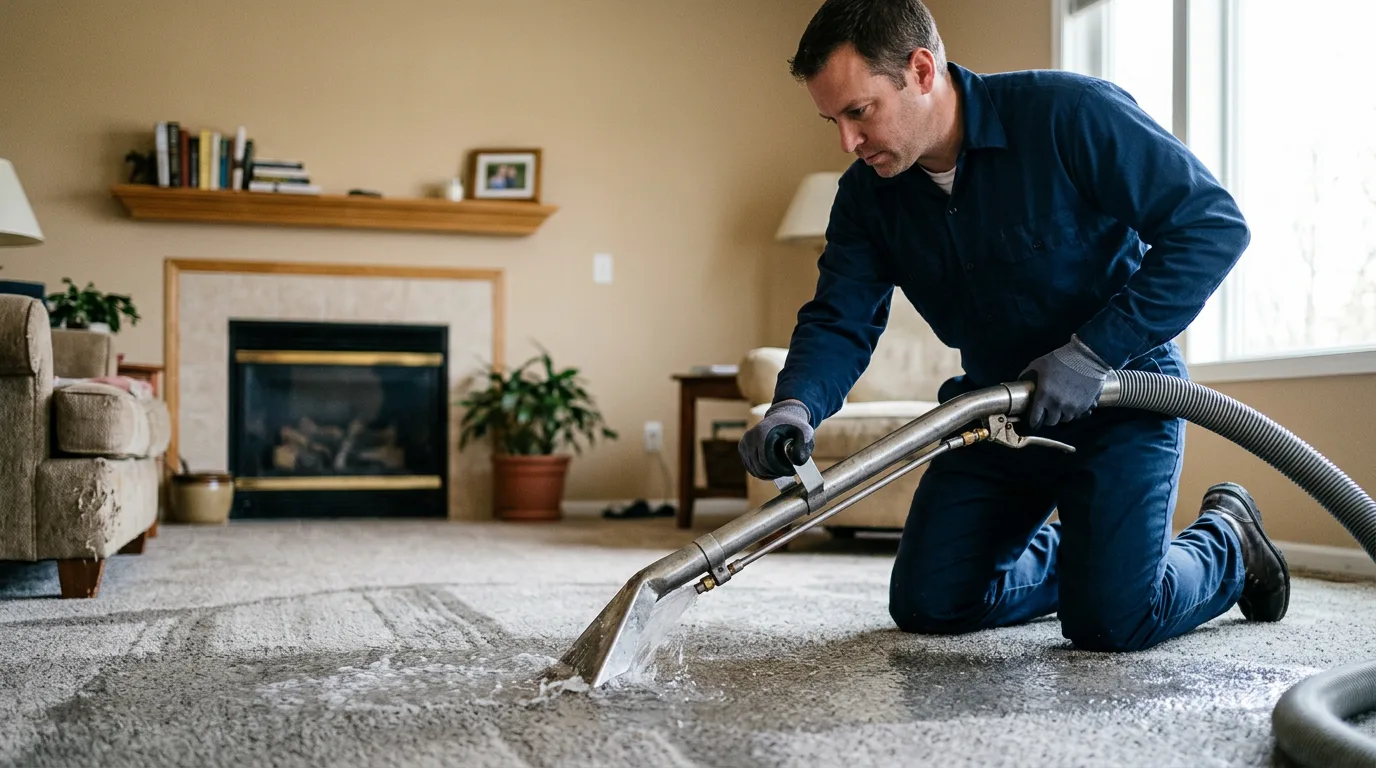 Water damage restoration technician working near Thompson, PA